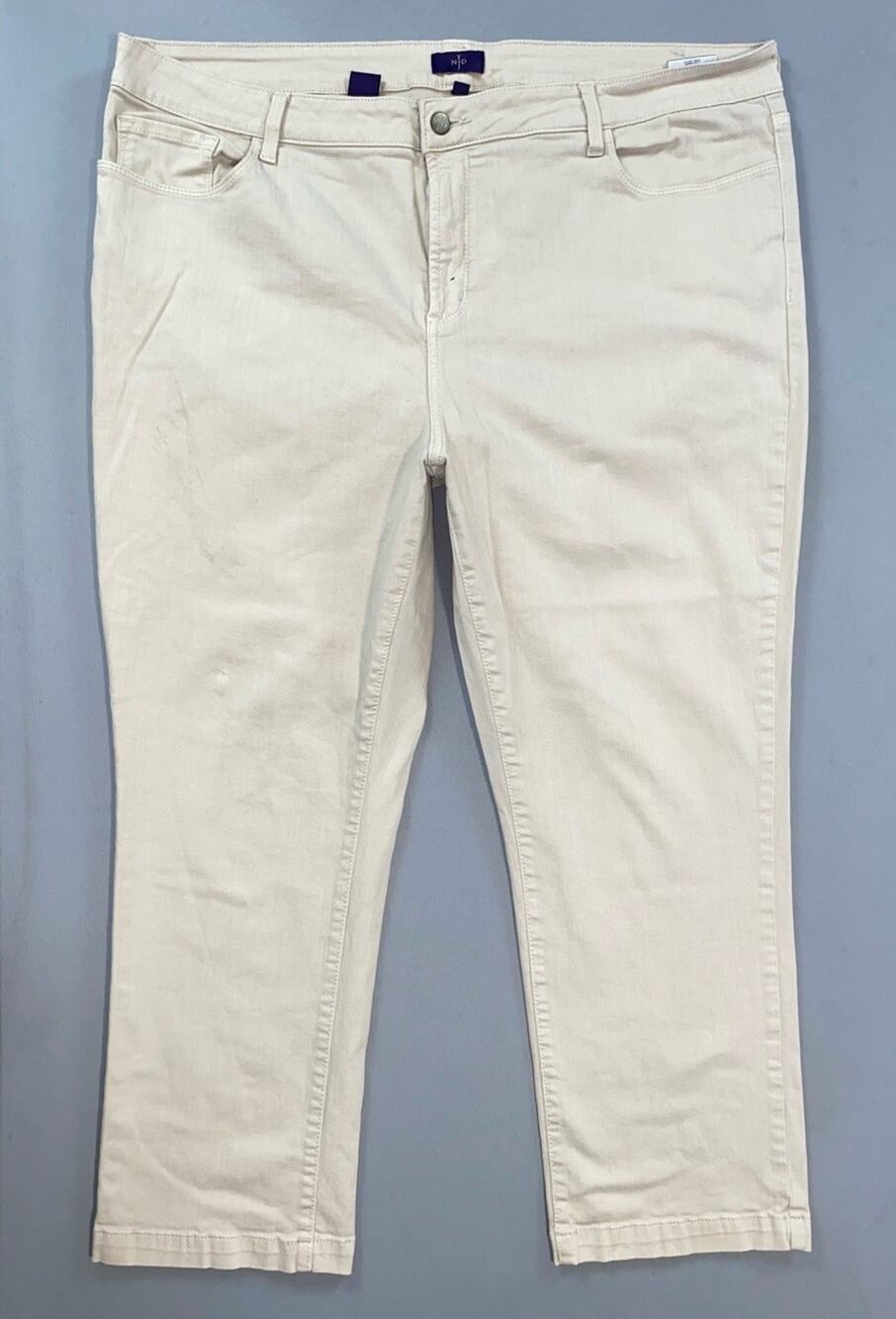 NYDJ Lift/Tuck 'Ankle' Lightweight Stretch 5-Pocket Jeans. Ivory, Women's 22W.